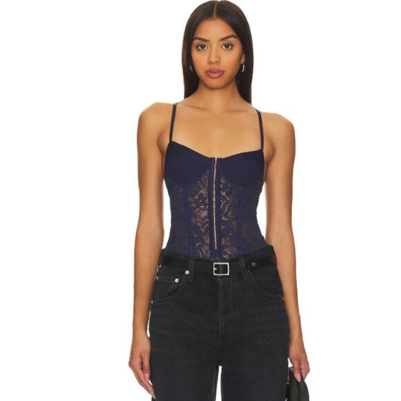 Free People Other - NWT Free People Intimately Women's Jazzberry Lace Night Rhythm Bodysuit Large